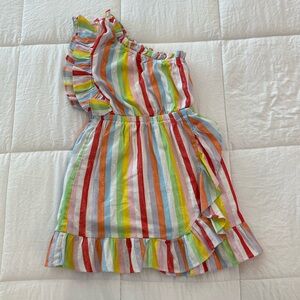 Crewcuts one shoulder rainbow stripe dress